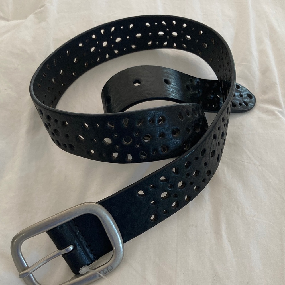 🆕 Ralph Lauren RL Ladies Black GENUINE Leather Belt with Silver Buckle, Size M